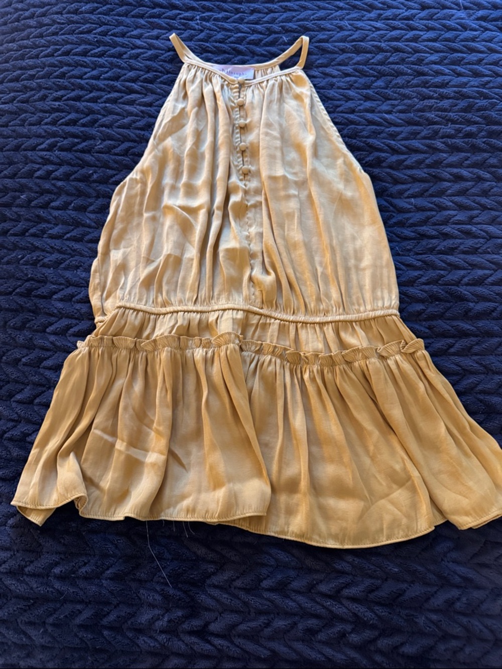 Philosophy Light Mustard Tiered Button-Front Skater Skirt